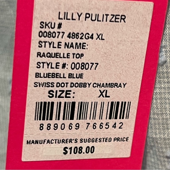 Lily Pulitzer NWT Swiss Dot Dobby Chambray Top - Picture 3 of 4